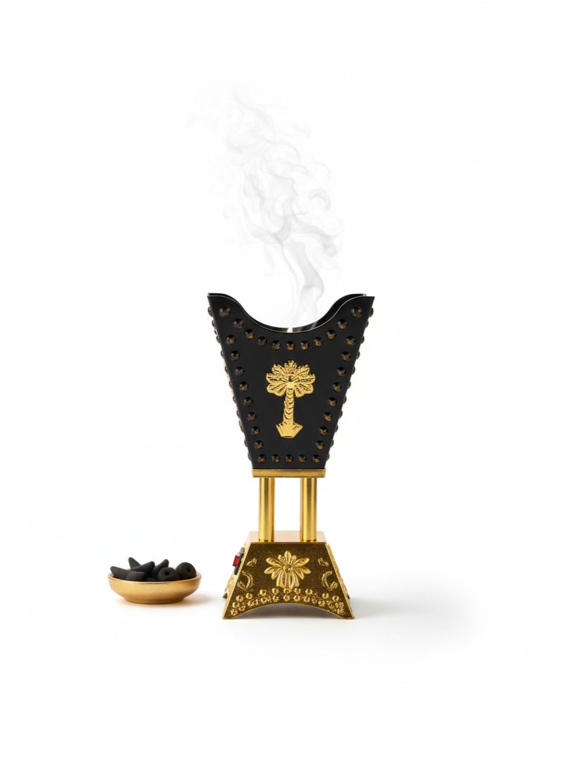 السيف  مبخرة كهربائية فاخرة للبخور لشهر رمضان - مبخرة عود عربي ذهبي وأسود مع تسخين بدون دخان - Image 3